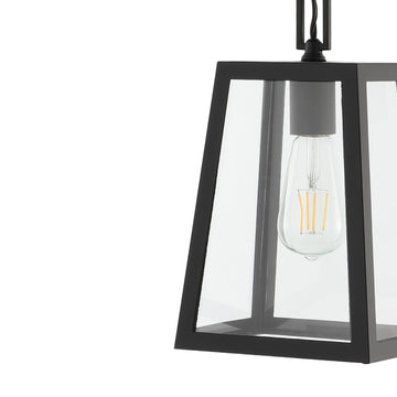 Glendale 6.75" Farmhouse Industrial Iron/Glass Outdoor LED Pendant - JONATHAN Y